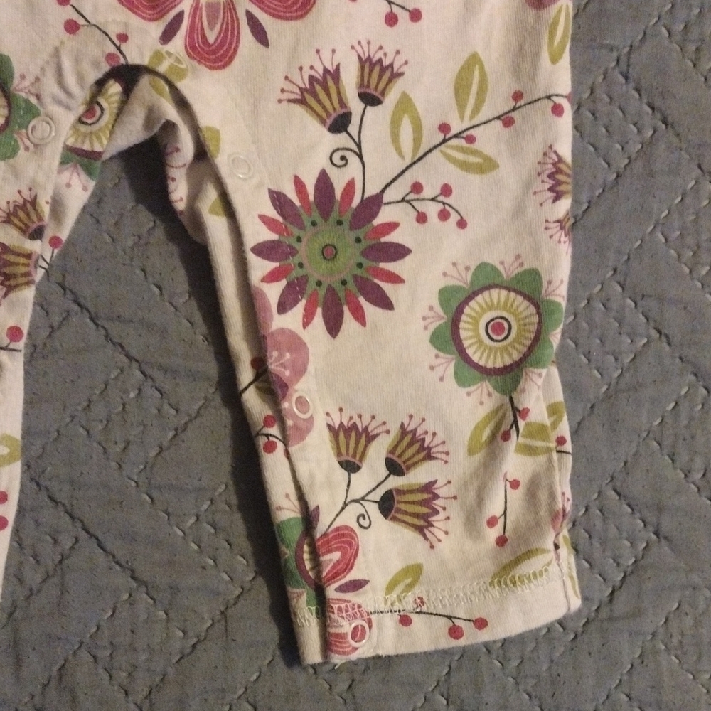 Floral Baby Romper with Purple Accents - Picture 5 of 7